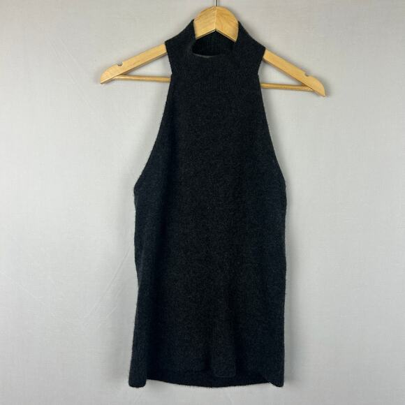 W by Worth Cashmere Blend Halter Top Open Back Black Sleeveless Women's Size M - Picture 1 of 9